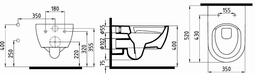 картинка Унитаз подвесной beWash Melville безободковый со скрытым креплением, сиденье микролифт 