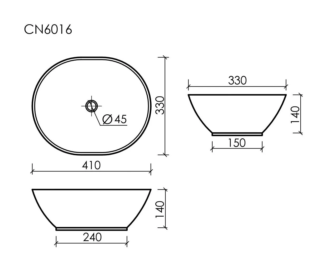 картинка Накладная раковина Ceramicanova Element CN6016 цвет белый 40.5х33 см 