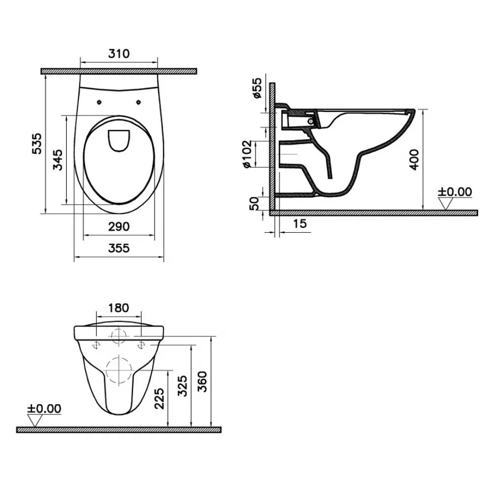 картинка Чаша унитаза подвесного Vitra S10 SpinFlush