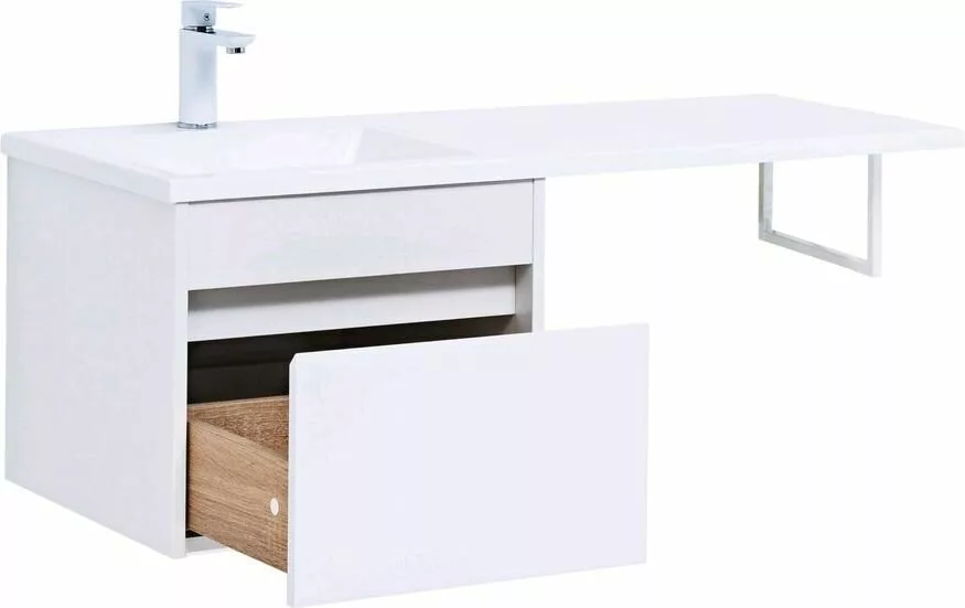 фото Тумба с раковиной Aquanet Токио 110 L белый (подвесная, 1 ящик) арт. 00239208 