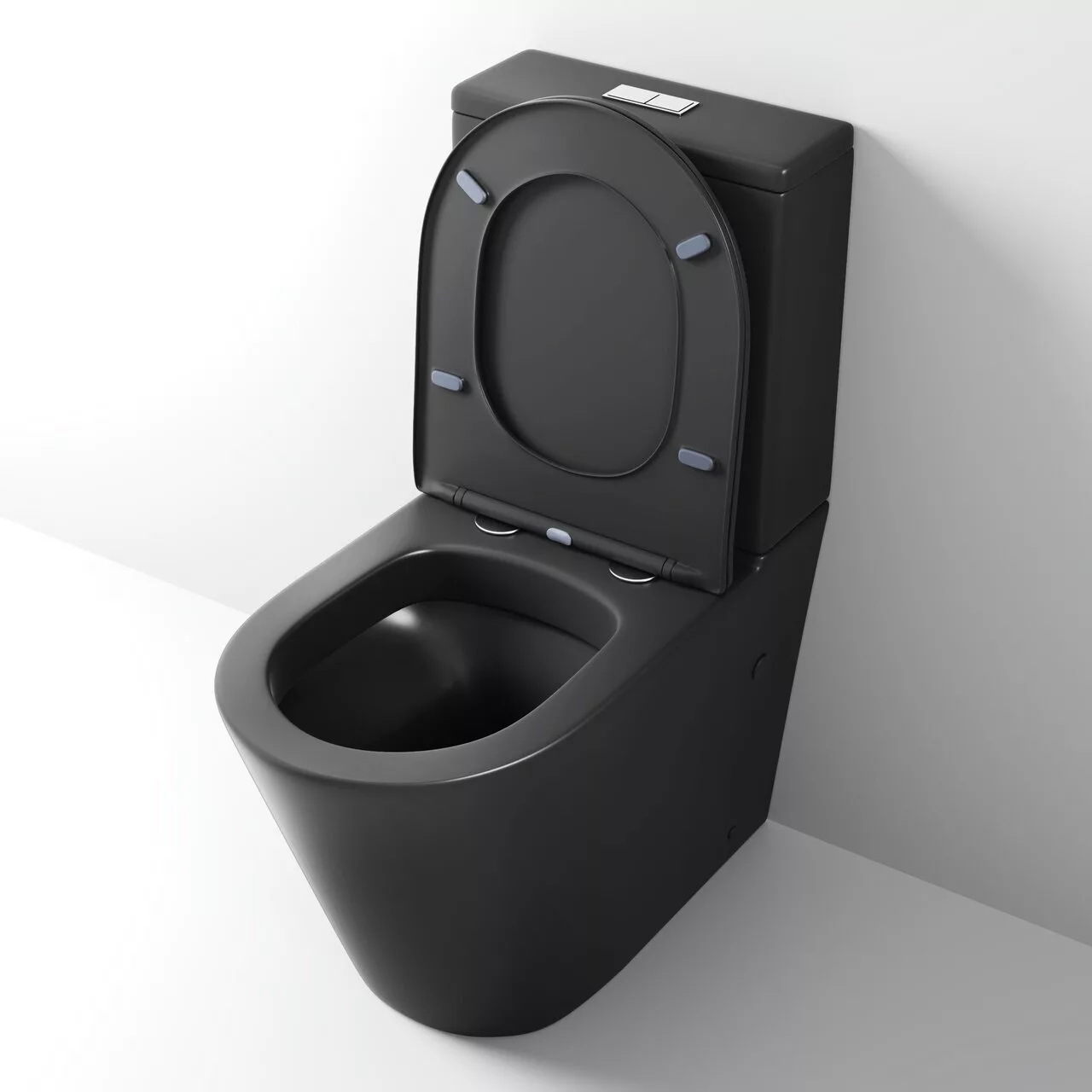 картинка Унитаз Grossman GR-4458BMS 640х360х835 см черный матовый напольный безободковый  с тонкой крышкой 