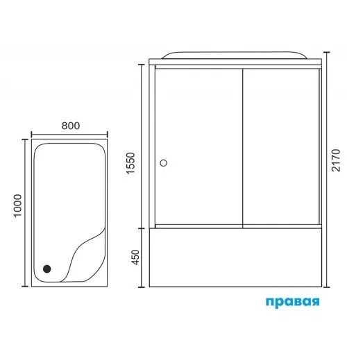 картинка Душевая кабина Royal Bath 8100BP3-BT-CH (черное/прозрачное) правая 100x80x217 