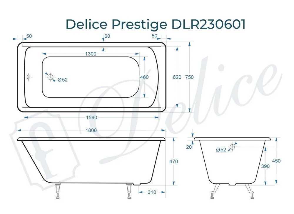 картинка Ванна чугунная Delice Prestige 180х75 DLR230601 