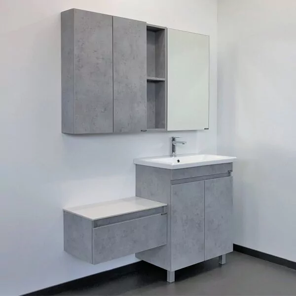 фото Тумба с раковиной Comforty Осло 70 бетон светлый напольная 