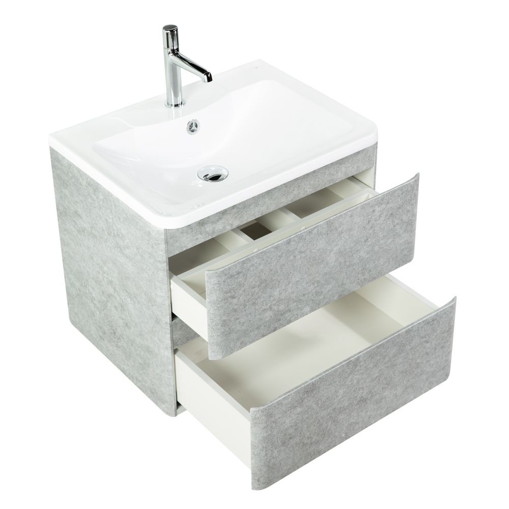 фото Тумба с раковиной подвесная BelBagno ALBANO 60 Cemento Verona Grigio, раковина белая 