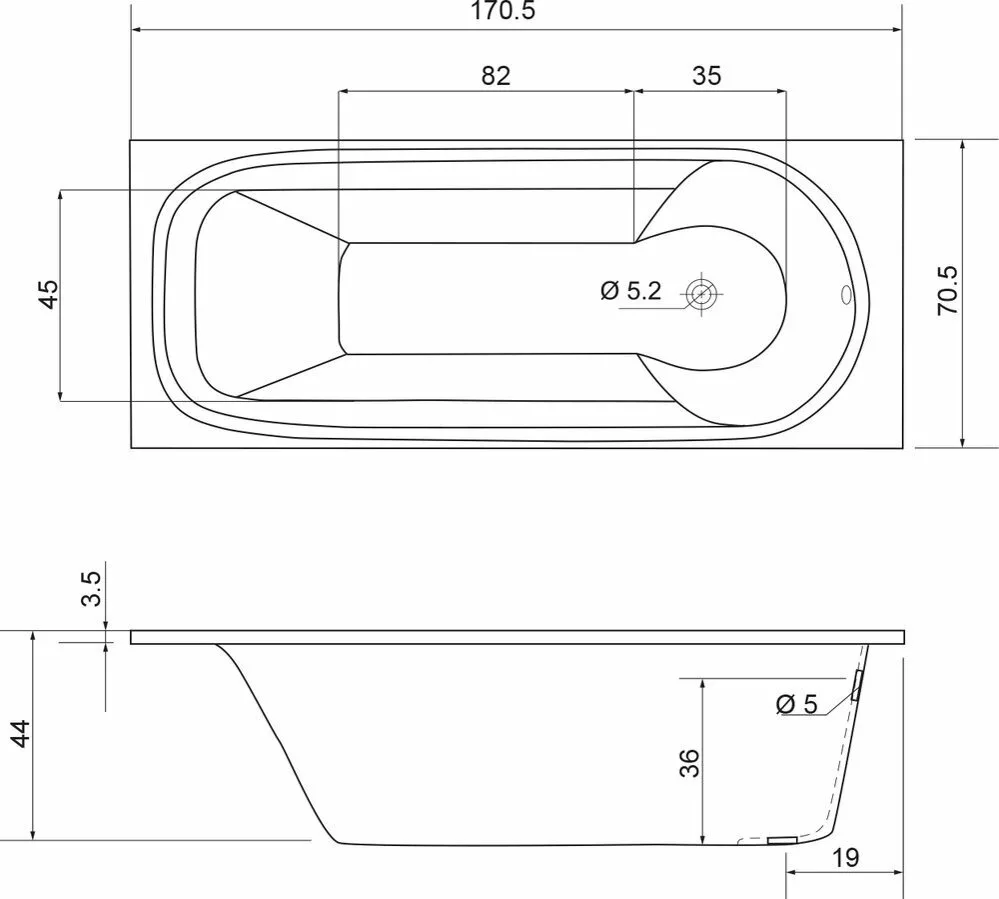 картинка Ванна Цвет и Стиль Риспекта 170х70 DLT 