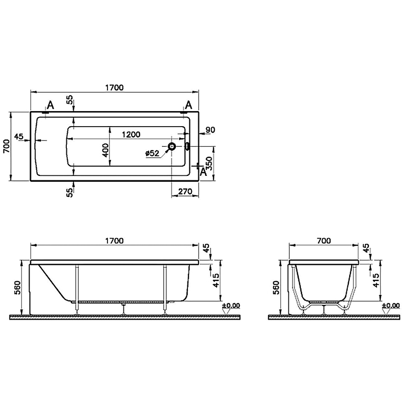 картинка Ванна VitrA Neon 170x70 