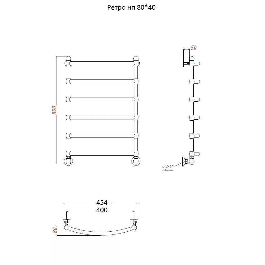 картинка Полотенцесушитель Тругор Ретро нп 80*40 (ЛЦ33 нов) D25 (Ретро/нп8040 D25) 