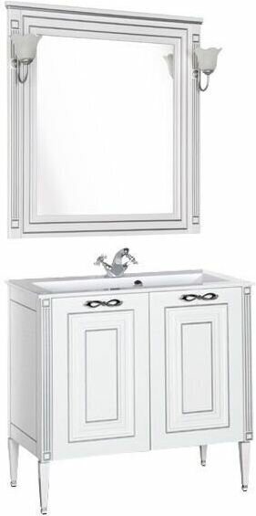 фото Мебель для ванной Aquanet Паола 90 белый/серебро (литьевой мрамор) со светильниками хром 