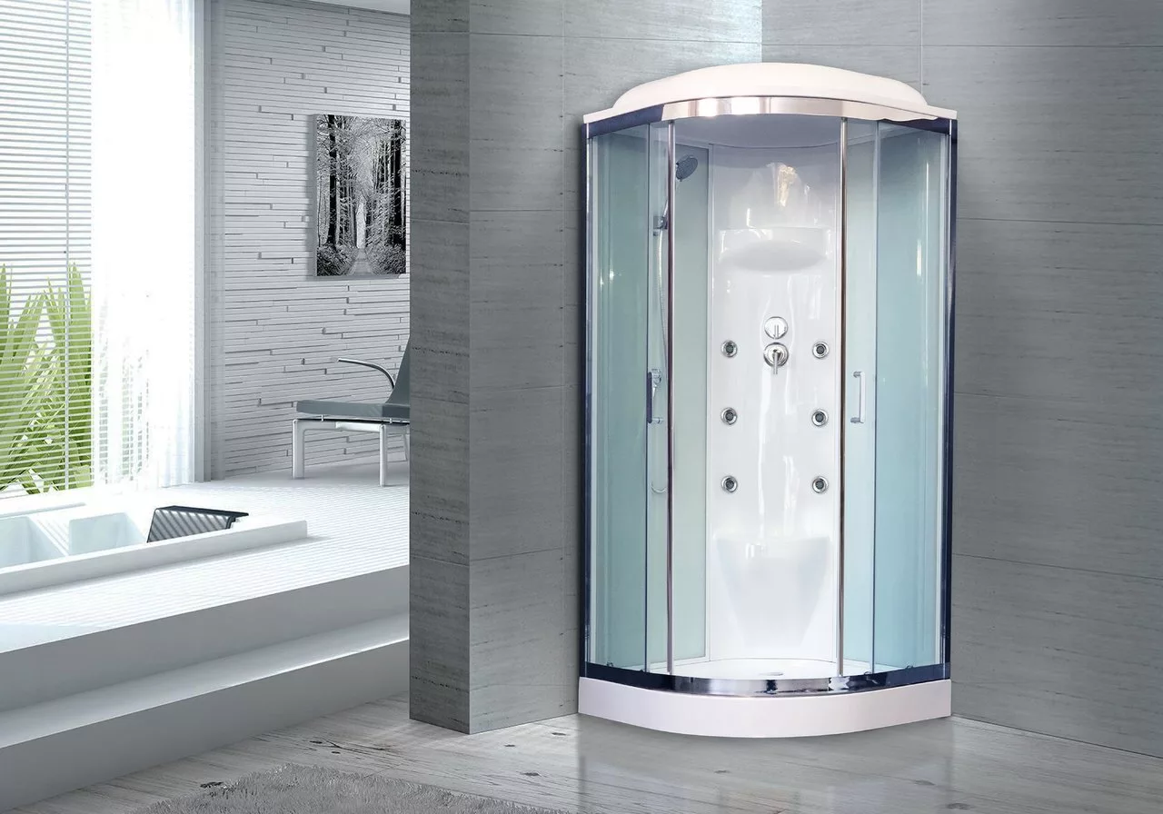 картинка Душевая кабина Royal Bath 100HK7-WT-CH (белое/прозрачное) 100x100x217 