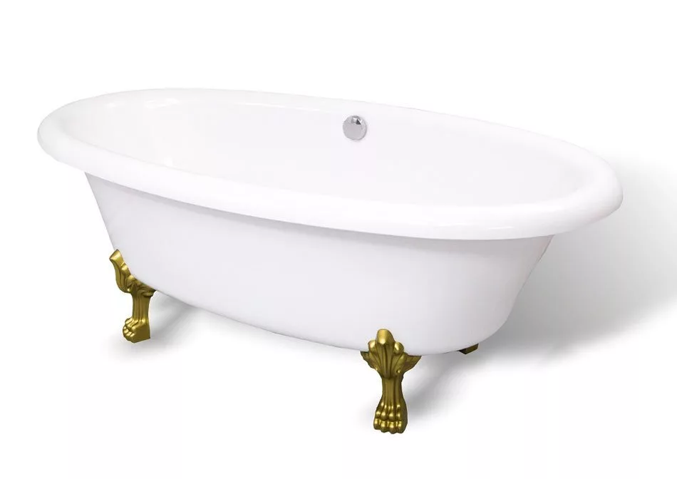 картинка Мраморная ванна AquaStone Оливия, ножки золото Premium 