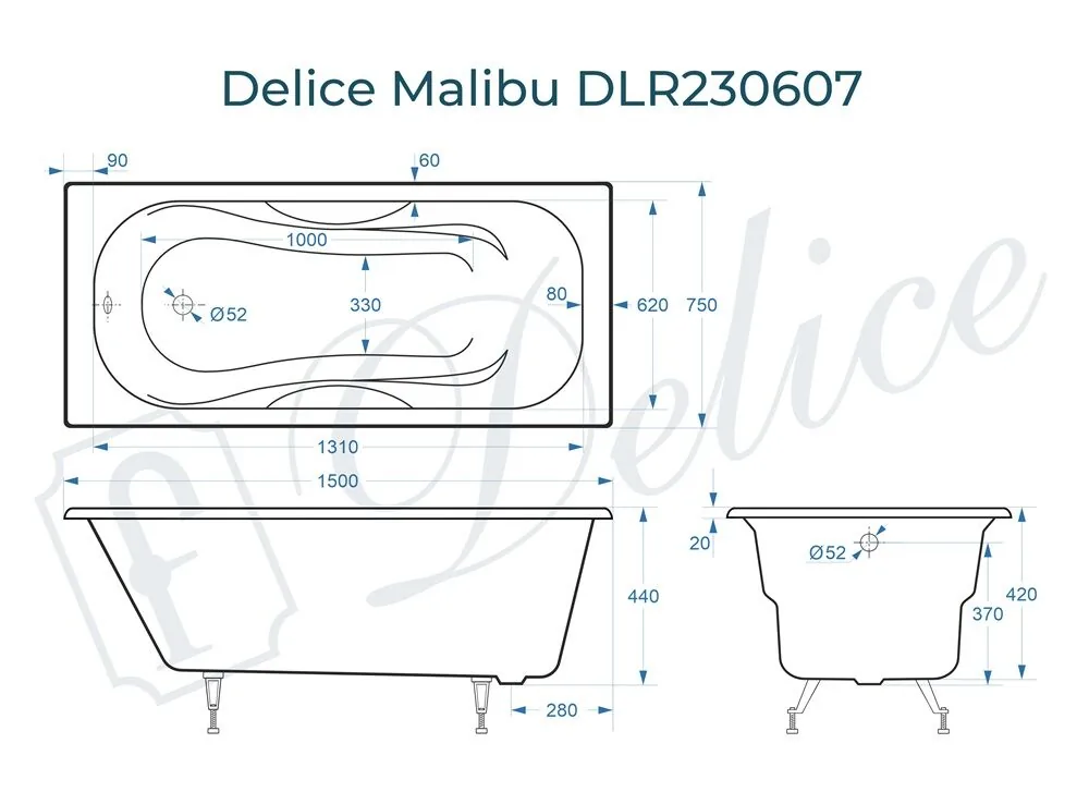 картинка Ванна чугунная Delice Malibu 150х75 DLR230607 
