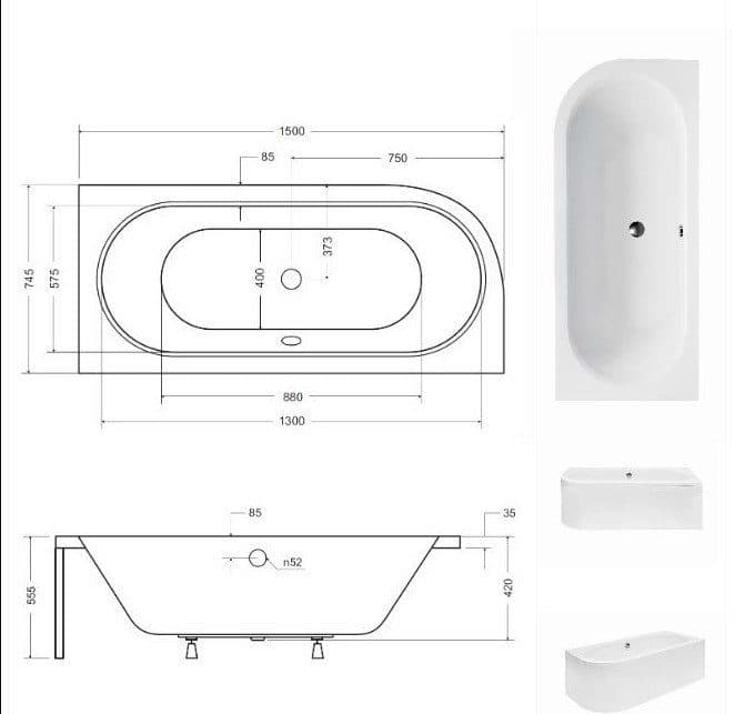 картинка Акриловая ванна Besco Avita 170x75 P 