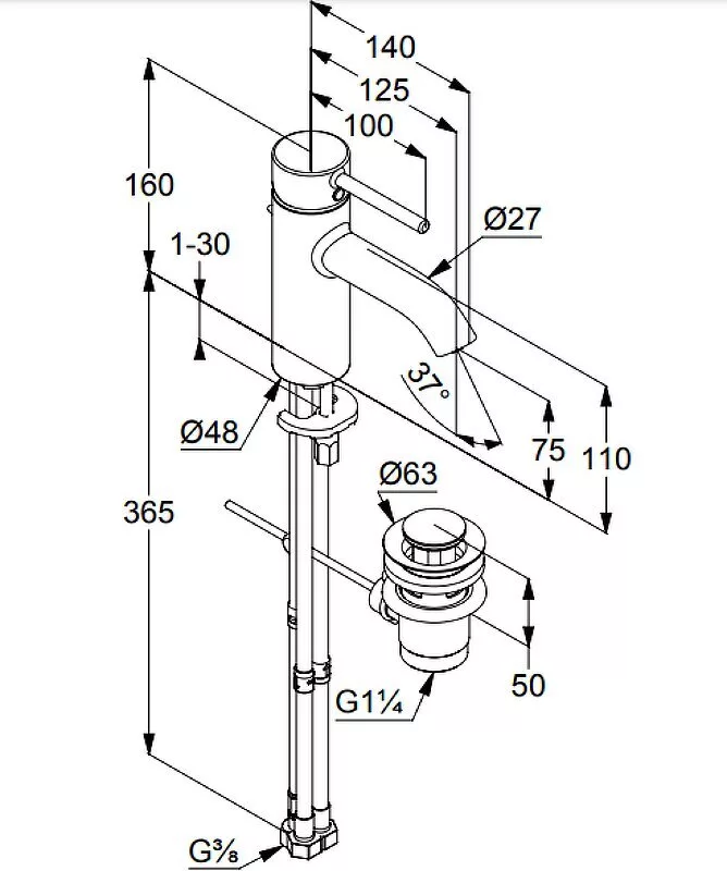 картинка Смеситель для раковины Kludi Bozz 382770576, хром 