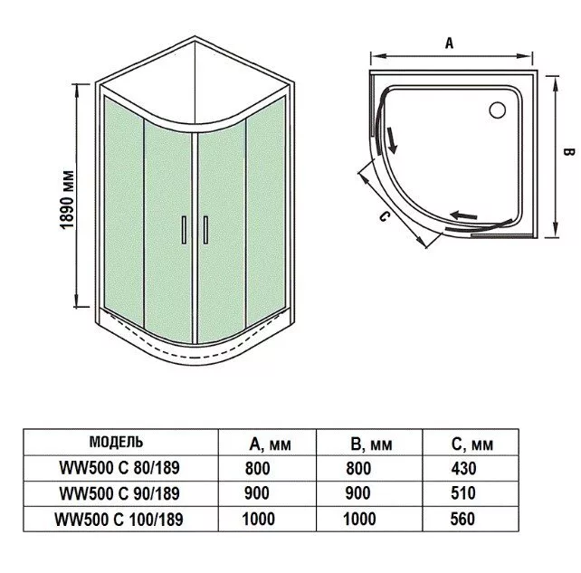 фото Душевой уголок WeltWasser WW500 C 90/189 