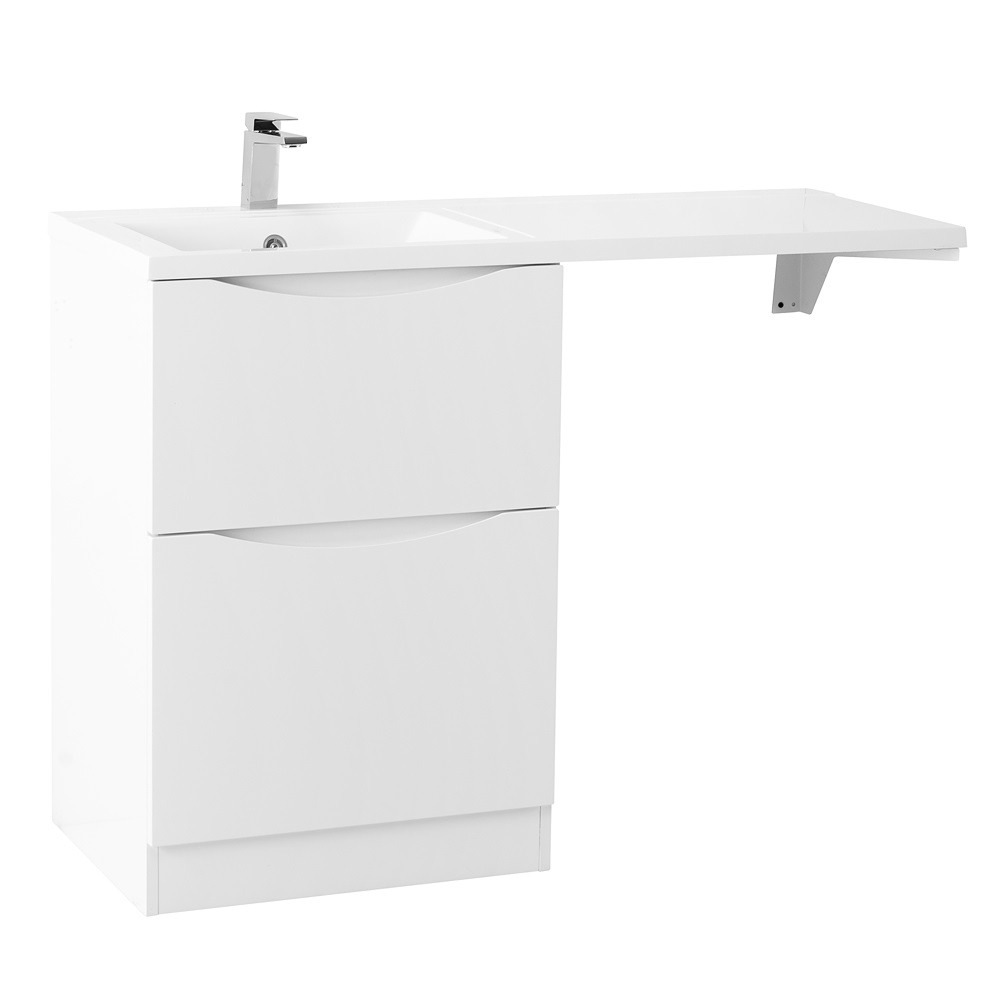 фото Тумба с раковиной напольная BelBagno LAVANDERIA-58/120-L Bianco Lucido, раковина белая 