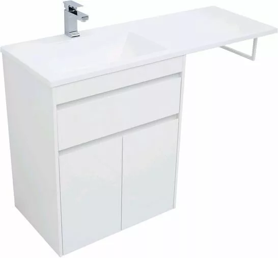 фото Тумба с раковиной Aquanet Токио 130 L белый (напольная, 1 ящик, 2 дверцы) арт. 00239215 