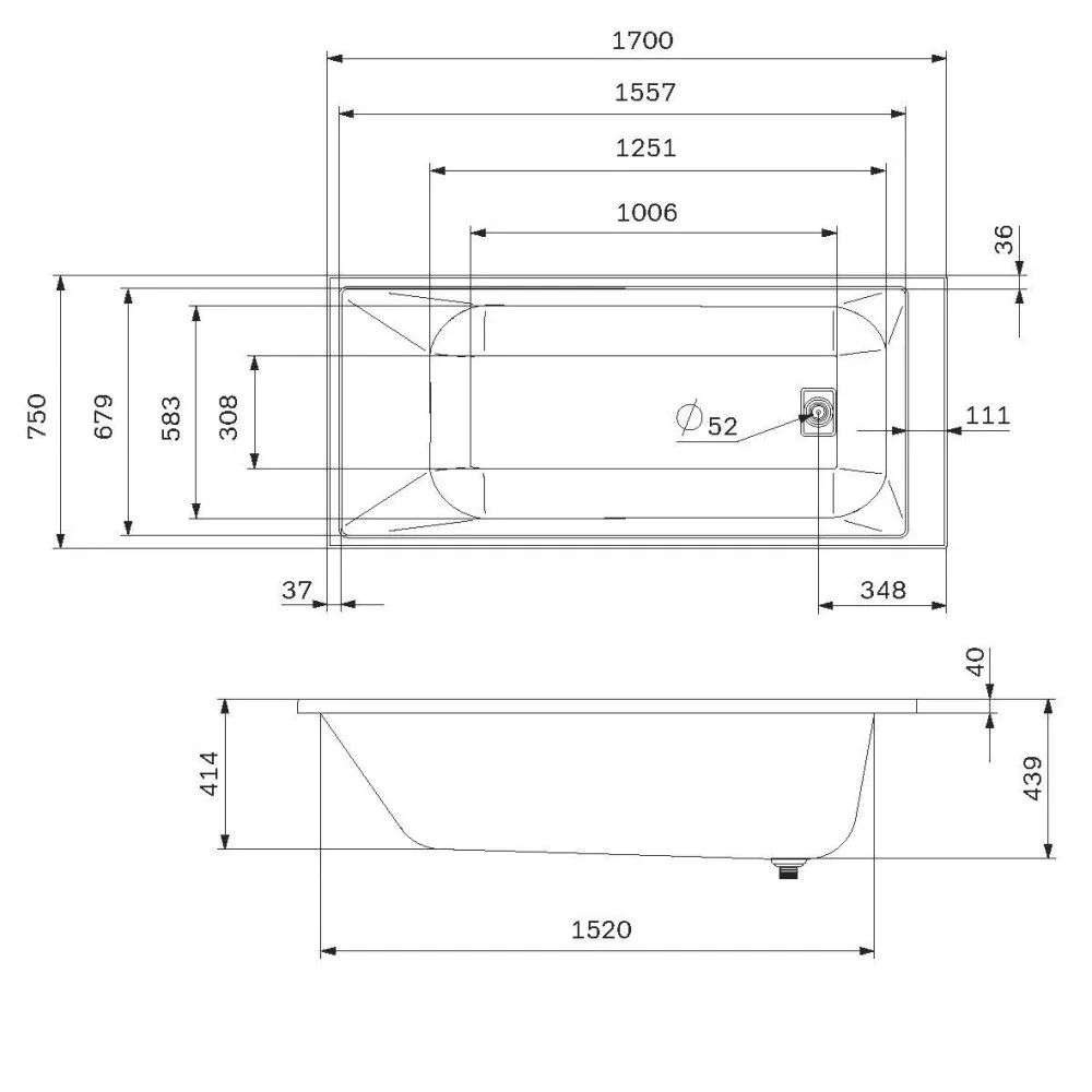 картинка Ванна акриловая AM.PM Libre W60A-170-075W-A 170x75 см 