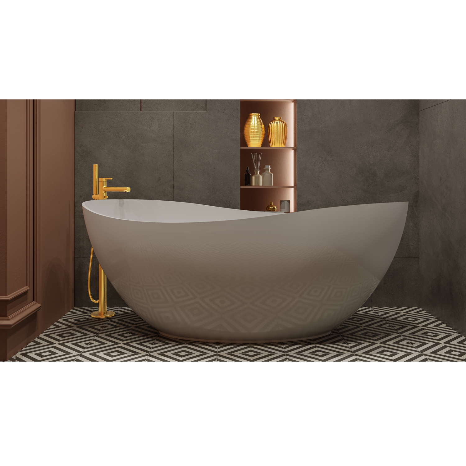 картинка Ванна WHITECROSS Ruby 170x75 белый глянец иск. камень 