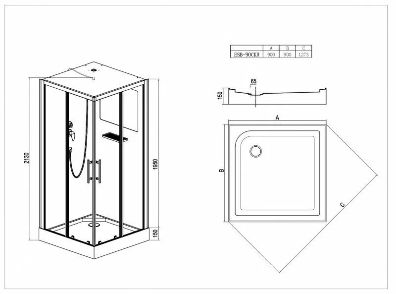 картинка Душевая кабина Esbano ESB-90СKR 