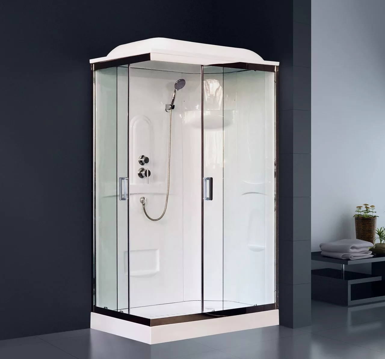 картинка Душевая кабина Royal Bath 8120HP1-T-CH (прозрачное) правая 120x80x217 