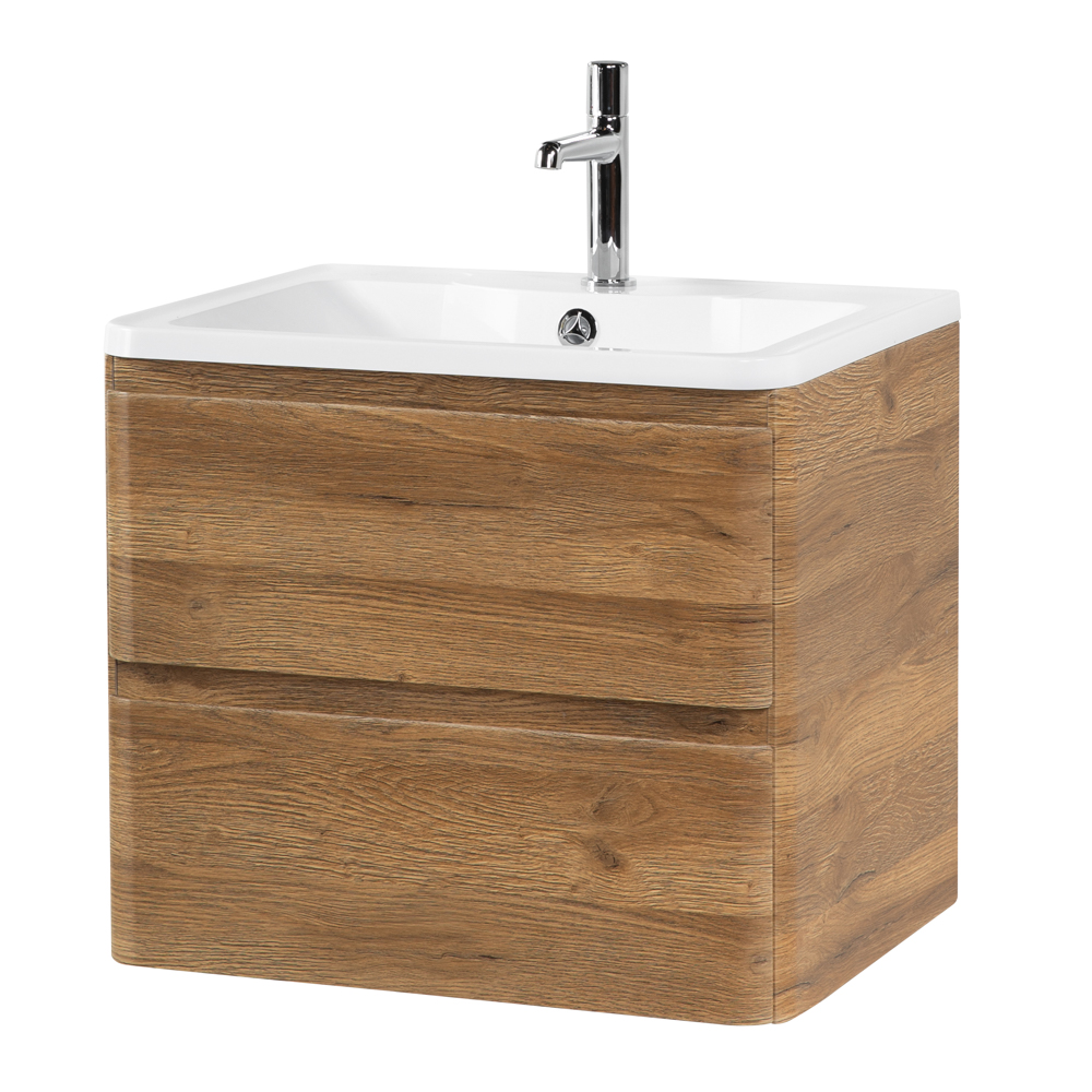 фото Тумба с раковиной подвесная BelBagno ALBANO 60 Rovere Rustico, раковина белая 