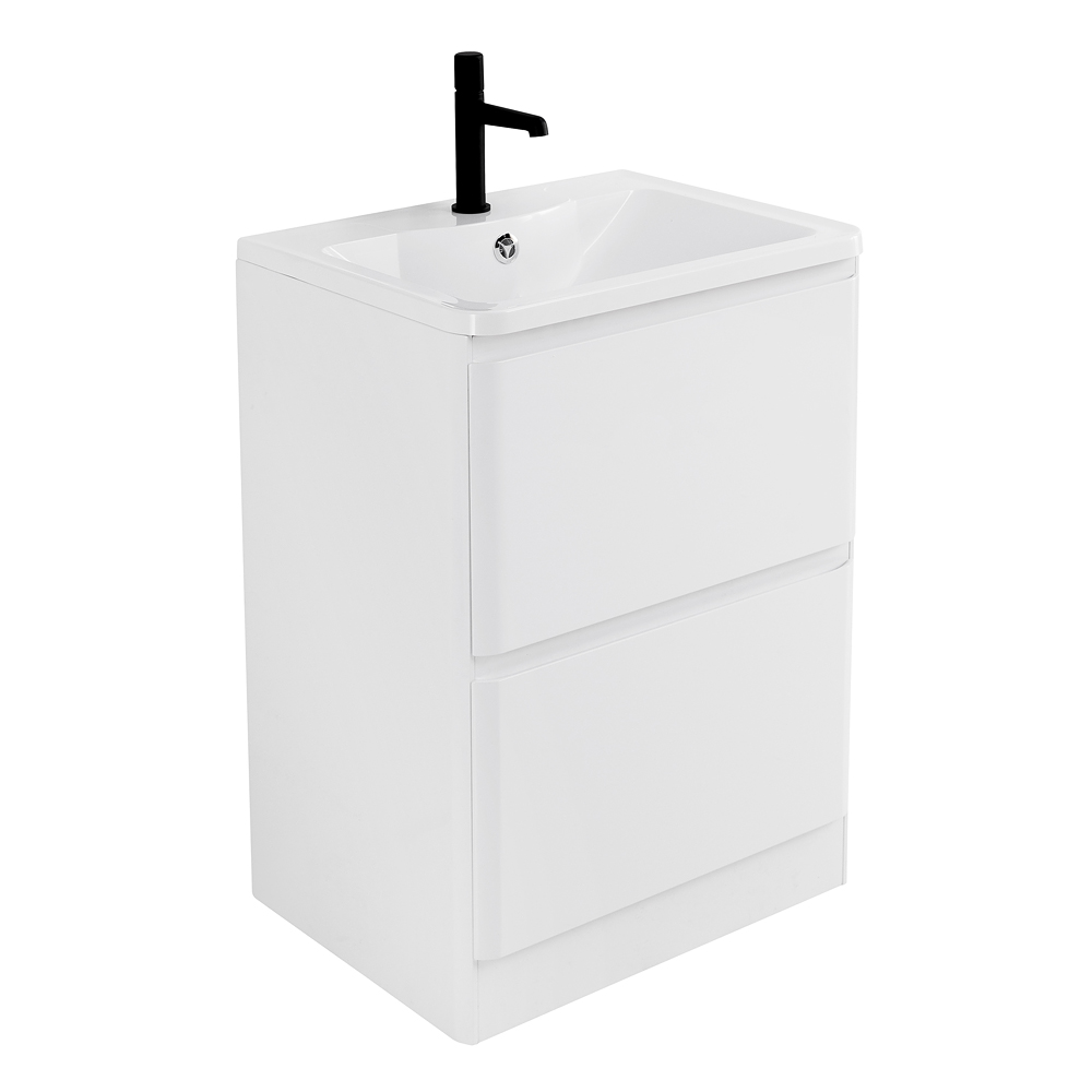 фото Тумба с раковиной напольная BelBagno ALBANO 60 Bianco Lucido, раковина белая 