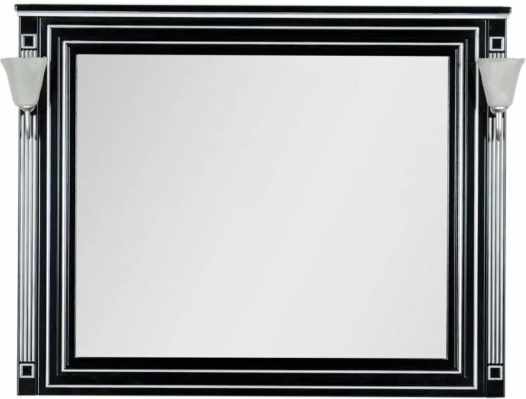 фото Зеркало Aquanet Паола 120 черное с серебром со светильниками хром 