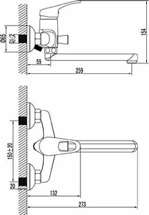 картинка Смеситель для ванны Lemark Omega LM3110C 