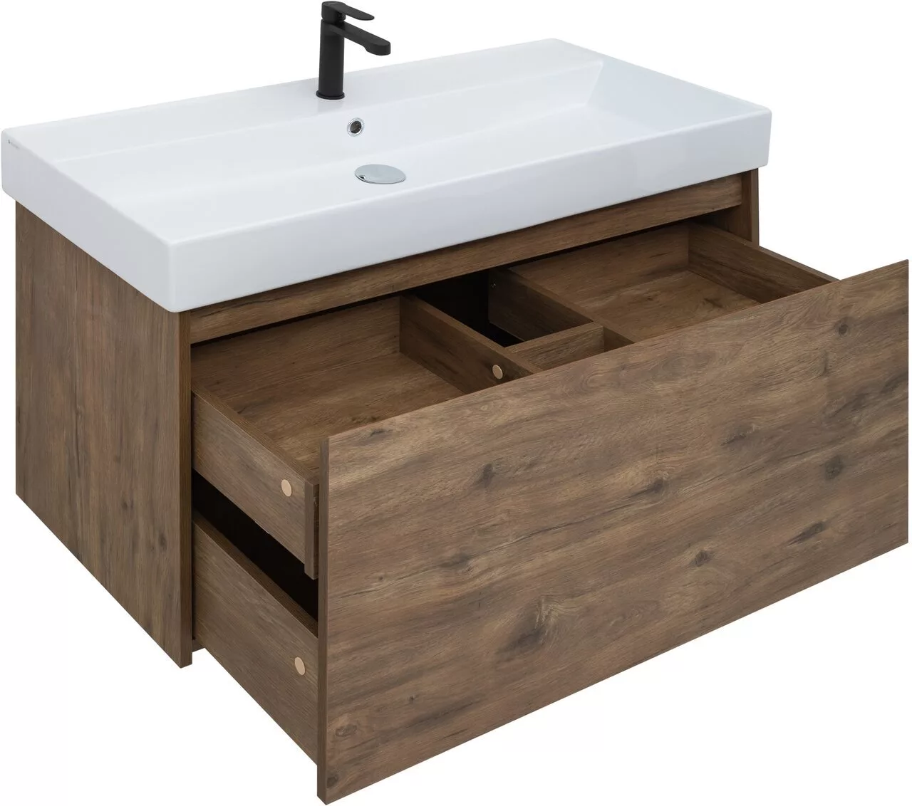 фото Тумба с раковиной Aquanet Nova Lite 100 дуб рустикальный (1 ящик) арт. 00254700 