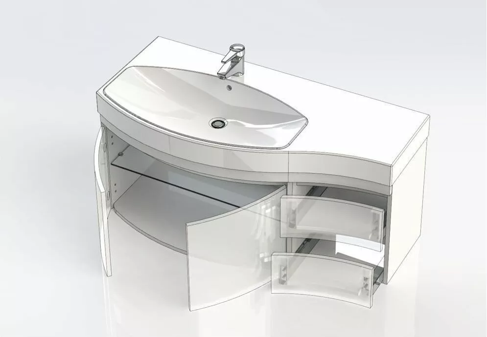 фото Тумба с раковиной Aquanet Опера 115 L белый (2 дверцы 2 ящика) арт. 00212990 