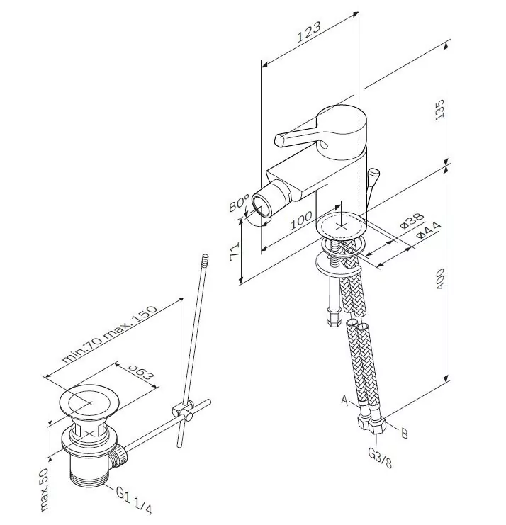 картинка Смеситель для биде AM.PM X-Joy S F85B83100 